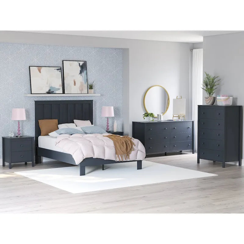 Navy Blue Five Drawer Chest with Shaker Style Bedroom Storage