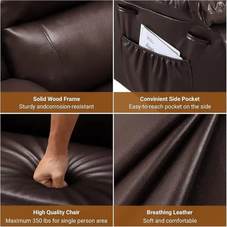 Upholstered Power Lift Recliner Chair with Massage Heat and Cupholders