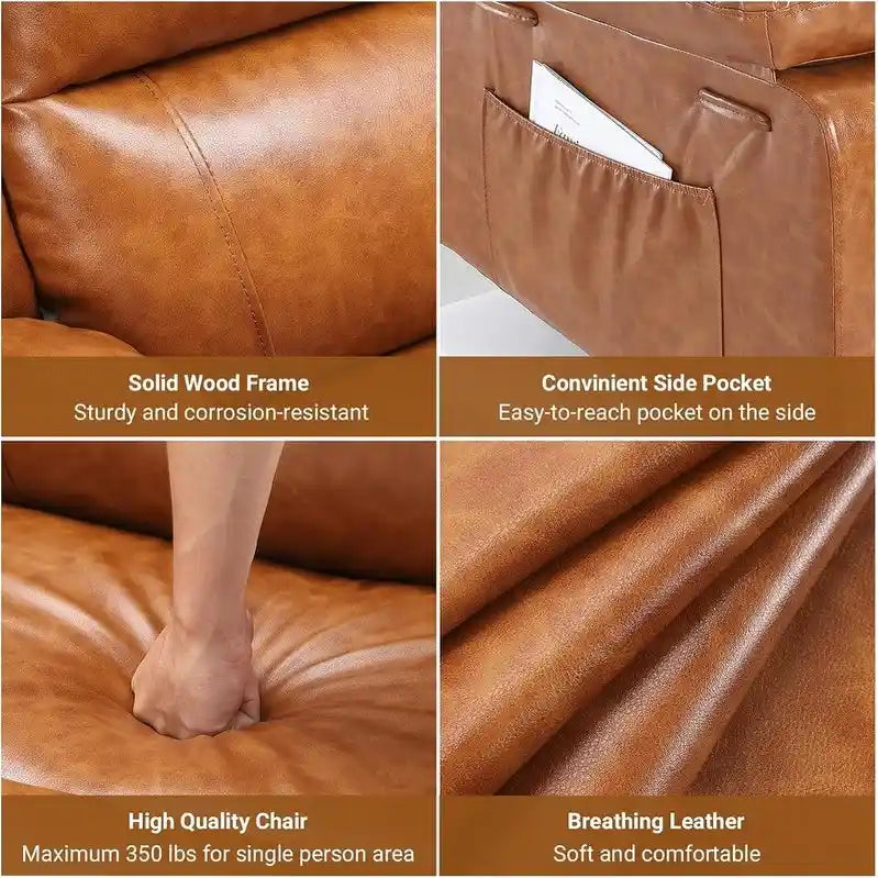 Upholstered Power Lift Recliner Chair with Massage Heat and Cupholders