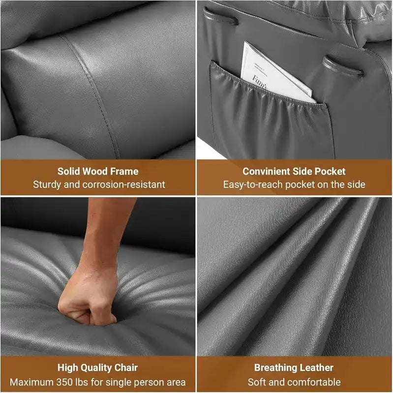 Upholstered Power Lift Recliner Chair with Massage Heat and Cupholders