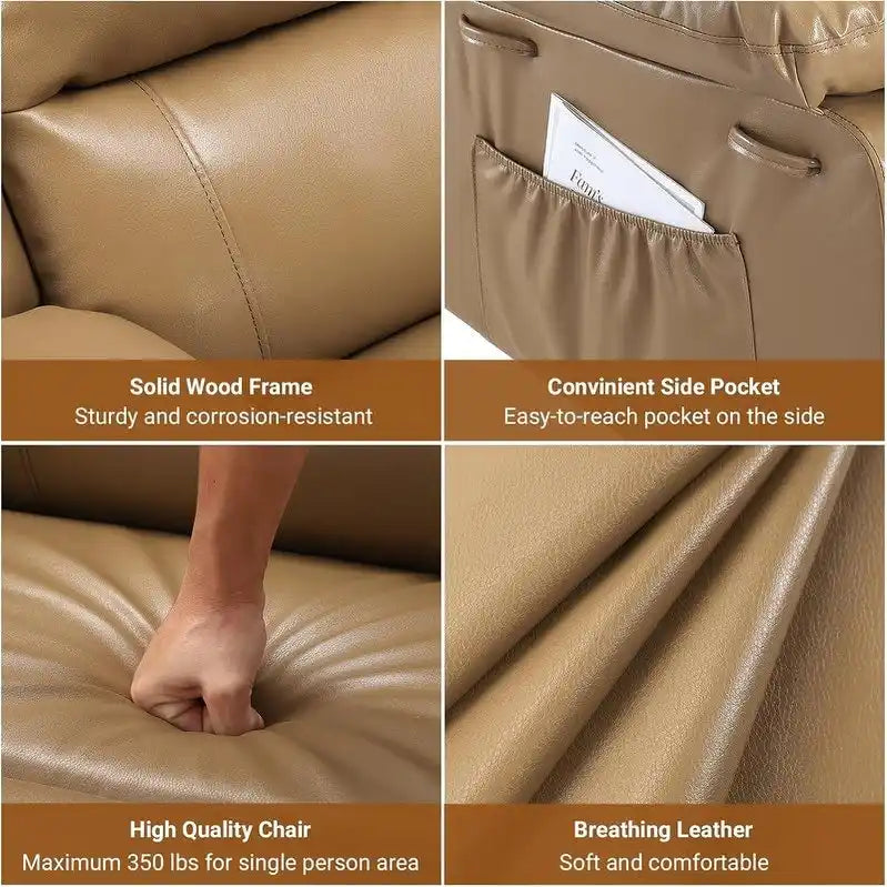 Upholstered Power Lift Recliner Chair with Massage Heat and Cupholders