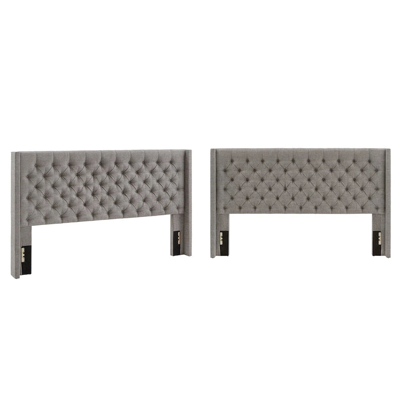 Modern Wingback Button Tufted Linen Upholstered Headboard with Padded Frame