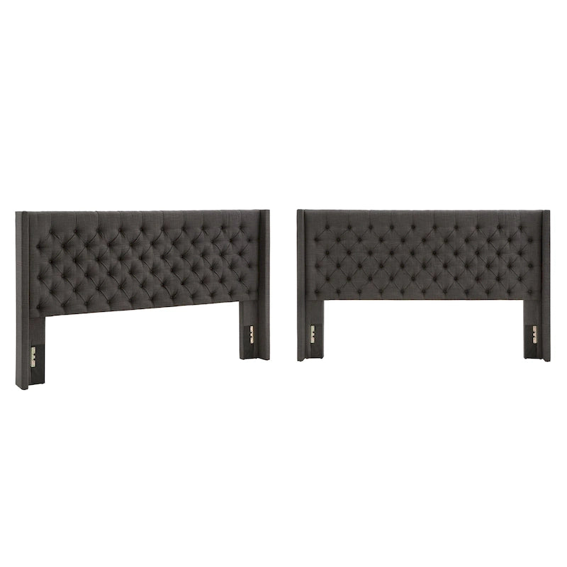 Modern Wingback Button Tufted Linen Upholstered Headboard with Padded Frame