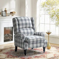 Classic Upholstered Manual Wingback Recliner Chair with Black Wooden Legs