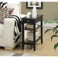 Classic Wooden Chairside End Table with Drawer and Open Shelves