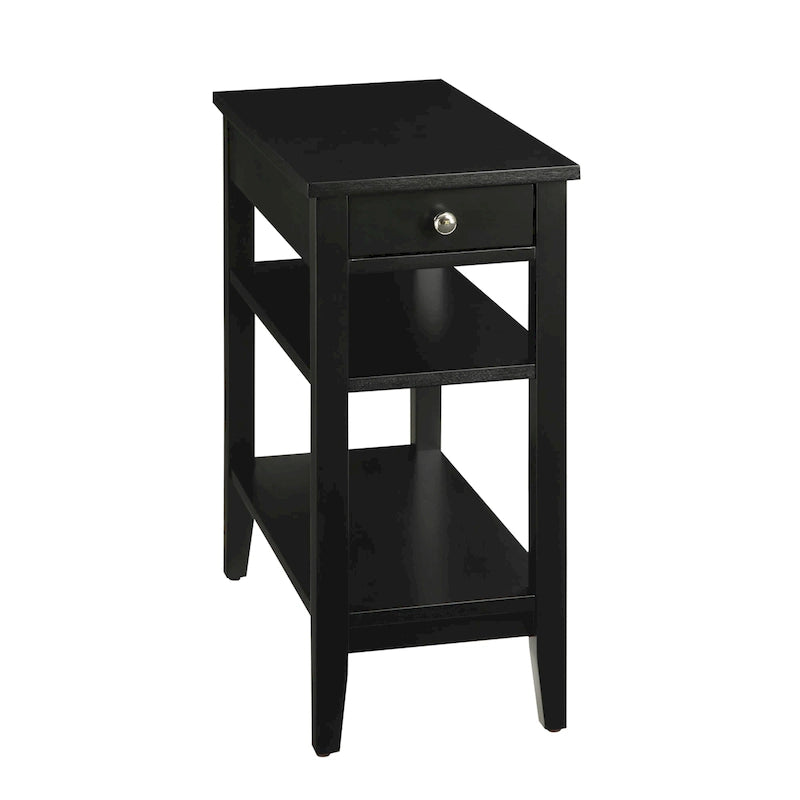 Classic Wooden Chairside End Table with Drawer and Open Shelves