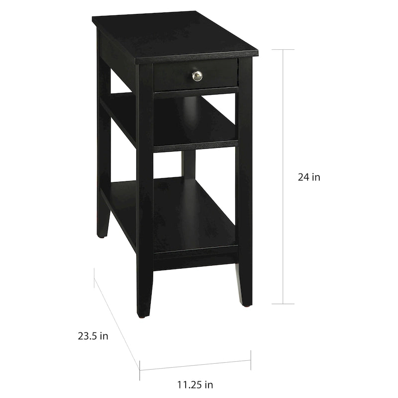 Classic Wooden Chairside End Table with Drawer and Open Shelves