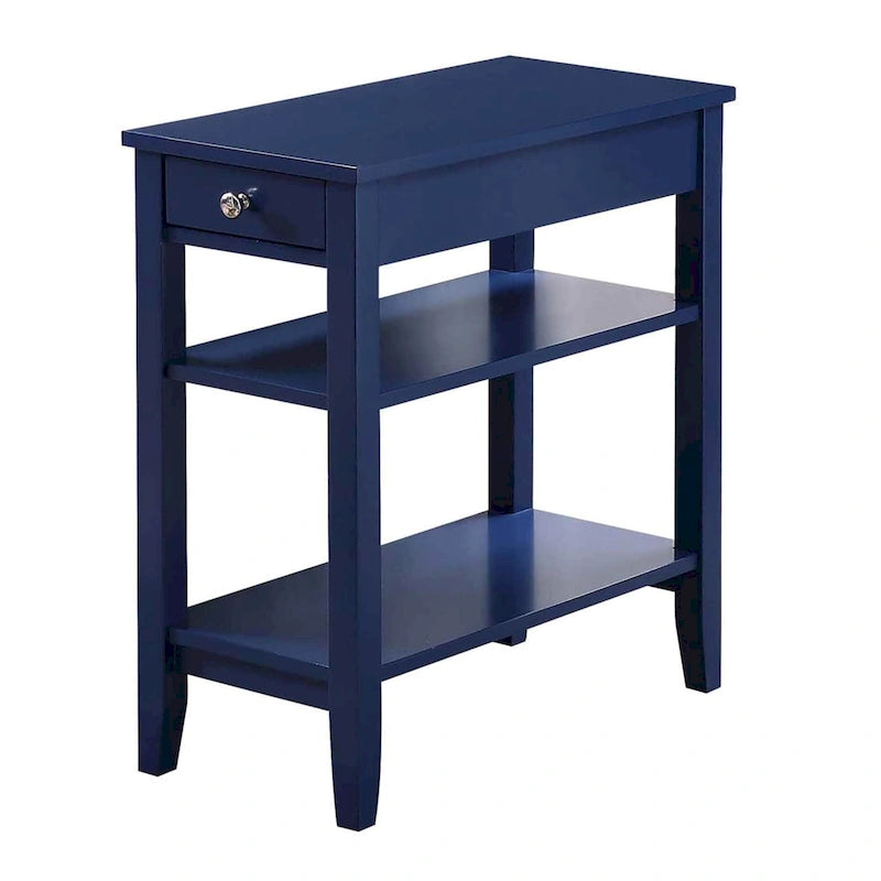 Classic Wooden Chairside End Table with Drawer and Open Shelves