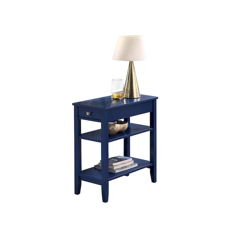 Classic Wooden Chairside End Table with Drawer and Open Shelves