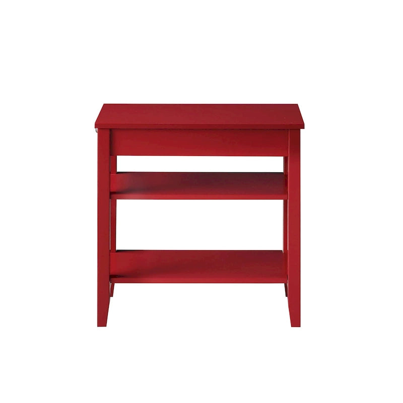 Classic Wooden Chairside End Table with Drawer and Open Shelves
