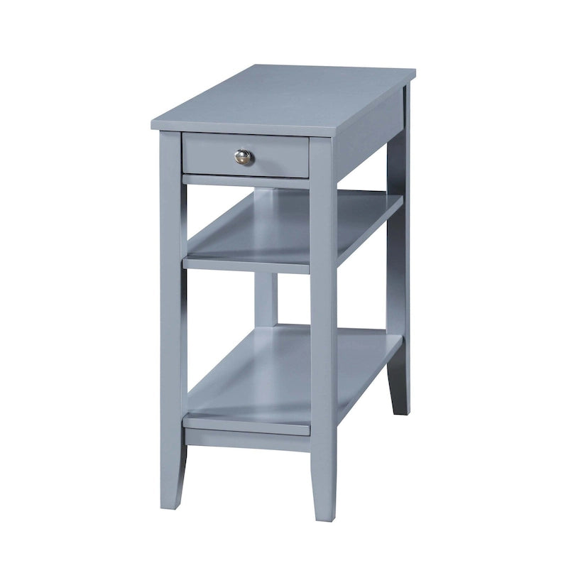 Classic Wooden Chairside End Table with Drawer and Open Shelves
