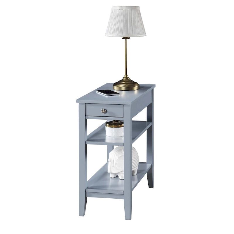 Classic Wooden Chairside End Table with Drawer and Open Shelves