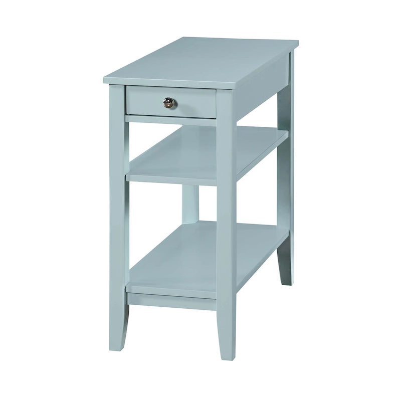 Classic Wooden Chairside End Table with Drawer and Open Shelves