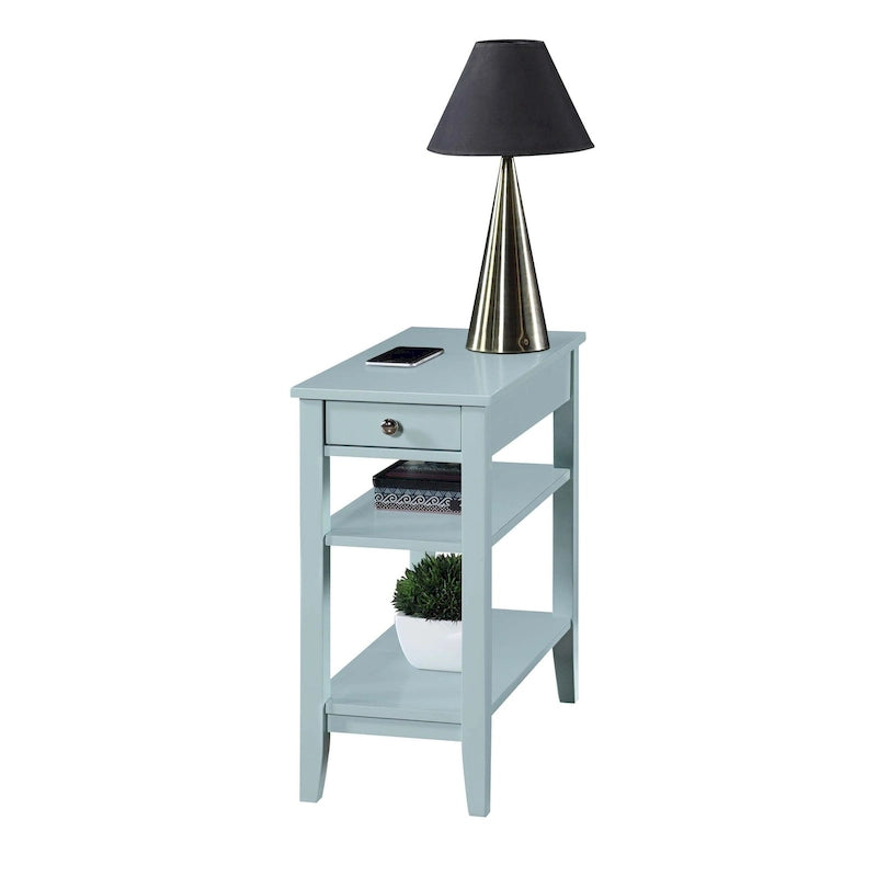 Classic Wooden Chairside End Table with Drawer and Open Shelves