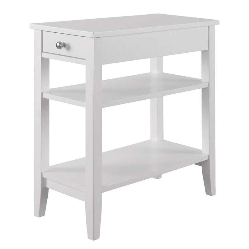 Classic Wooden Chairside End Table with Drawer and Open Shelves