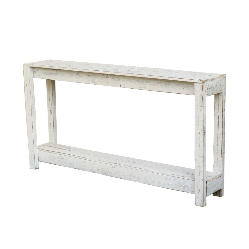 Rustic Reclaimed Wood Console Table with Open Lower Storage Shelf