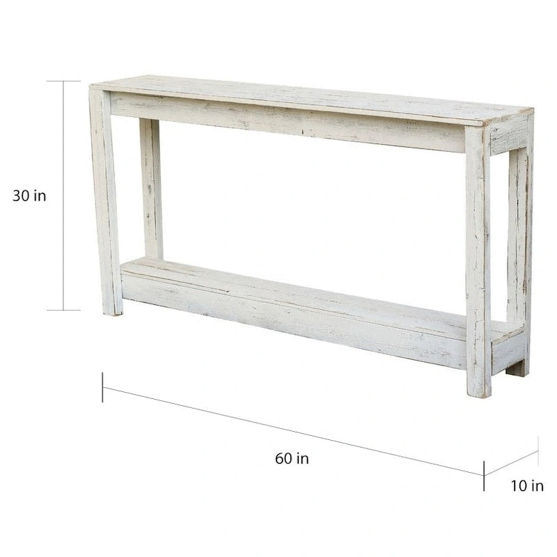 Rustic Reclaimed Wood Console Table with Open Lower Storage Shelf
