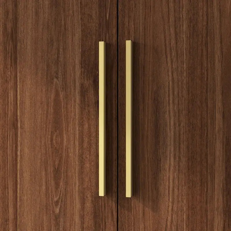 Modern Freestanding Two Door Wardrobe with Drawers and Gold Accents