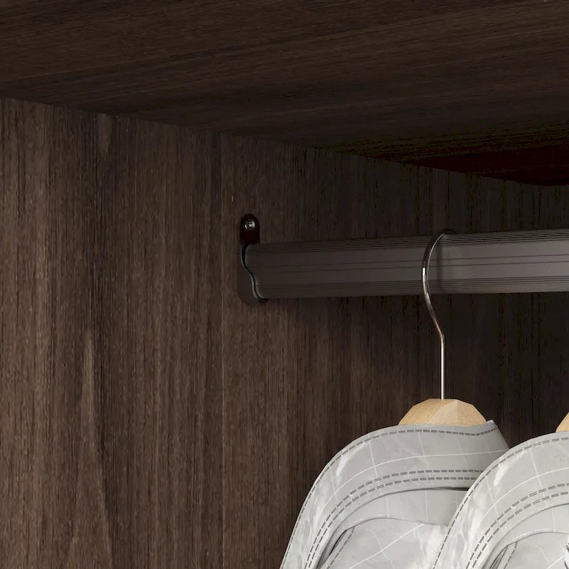 Modern Freestanding Two Door Wardrobe with Drawers and Gold Accents