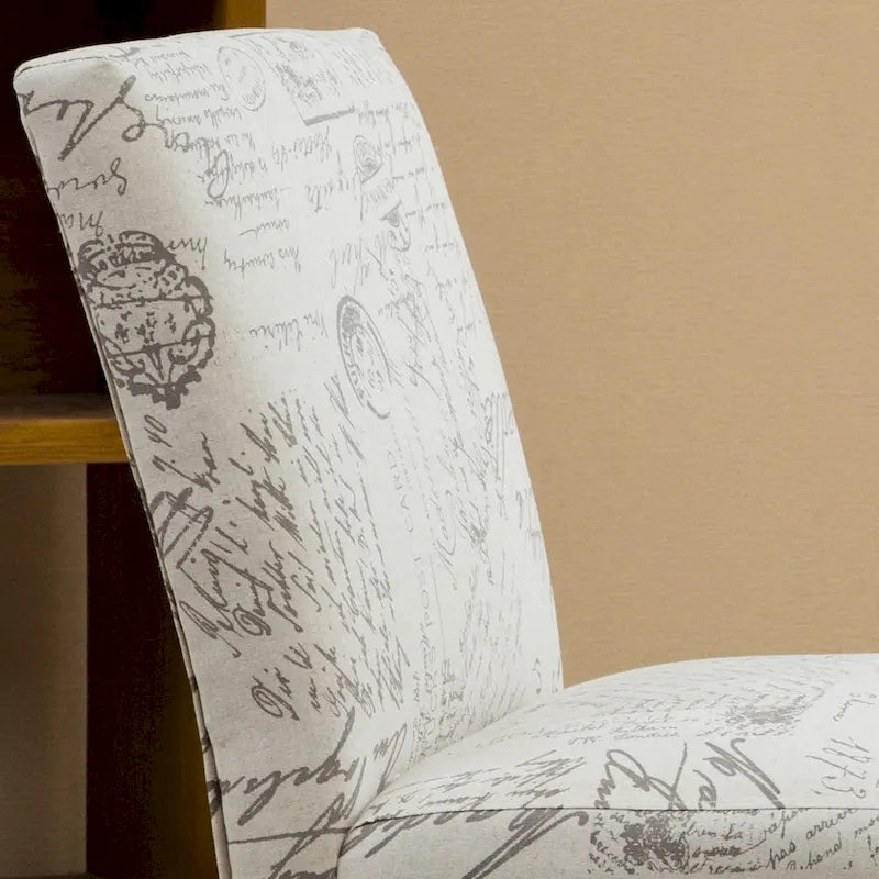 Vintage Patterned Upholstered Armless Slipper Accent Chair with Espresso Legs