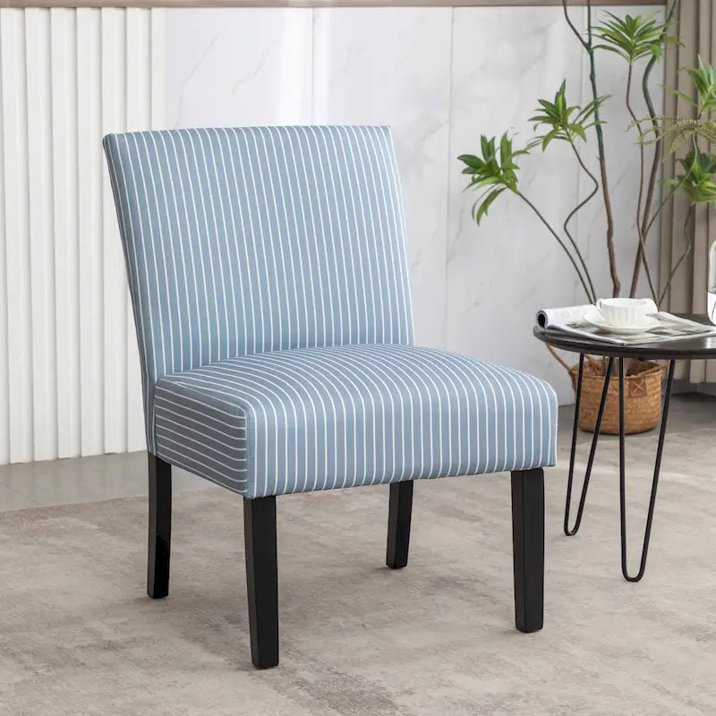 Vintage Patterned Upholstered Armless Slipper Accent Chair with Espresso Legs