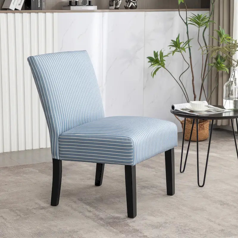 Vintage Patterned Upholstered Armless Slipper Accent Chair with Espresso Legs