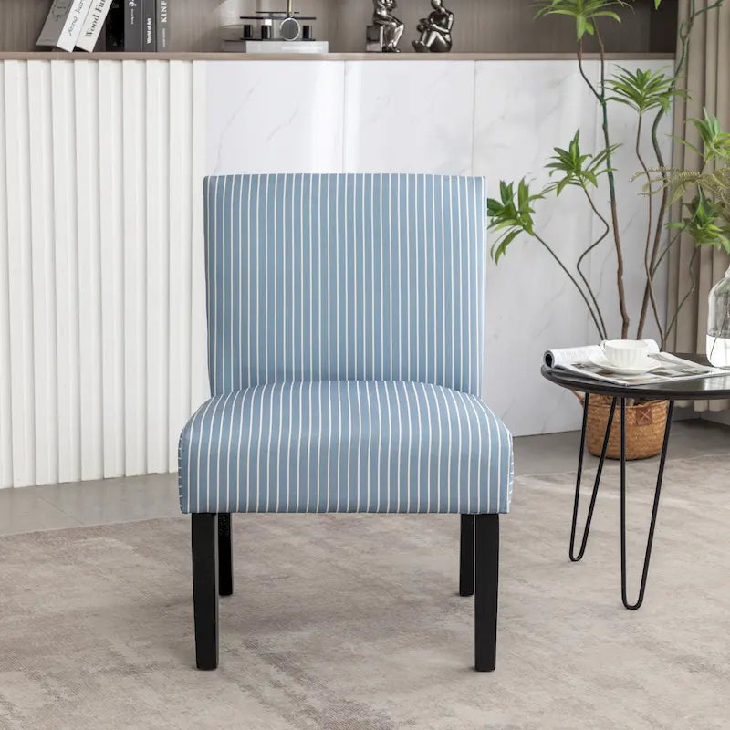 Vintage Patterned Upholstered Armless Slipper Accent Chair with Espresso Legs