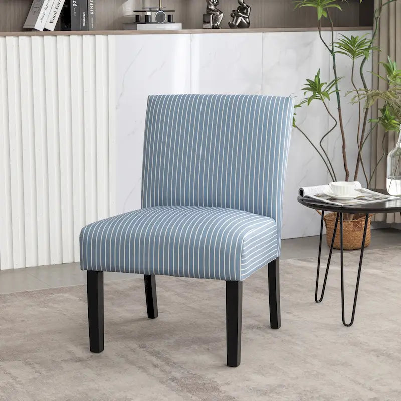 Vintage Patterned Upholstered Armless Slipper Accent Chair with Espresso Legs