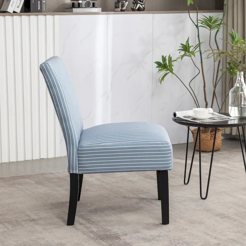 Vintage Patterned Upholstered Armless Slipper Accent Chair with Espresso Legs