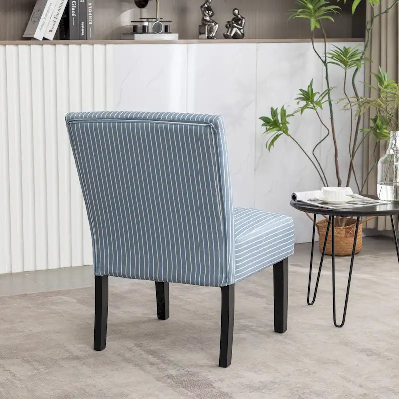 Vintage Patterned Upholstered Armless Slipper Accent Chair with Espresso Legs