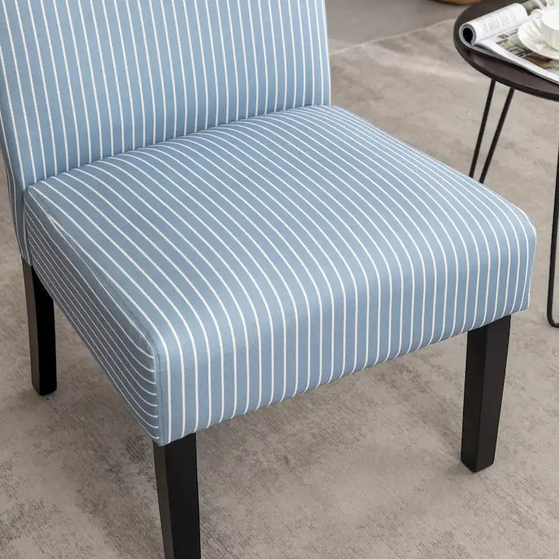 Vintage Patterned Upholstered Armless Slipper Accent Chair with Espresso Legs