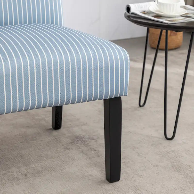 Vintage Patterned Upholstered Armless Slipper Accent Chair with Espresso Legs