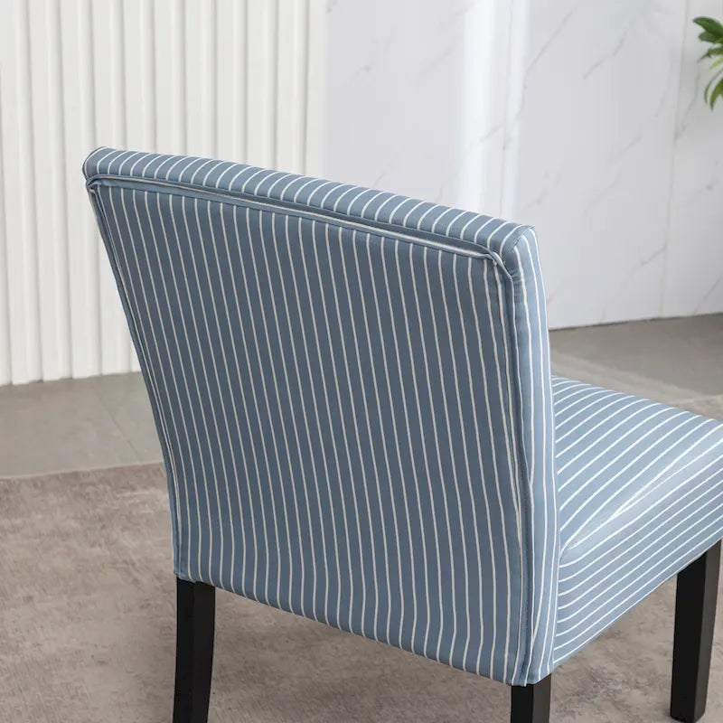 Vintage Patterned Upholstered Armless Slipper Accent Chair with Espresso Legs