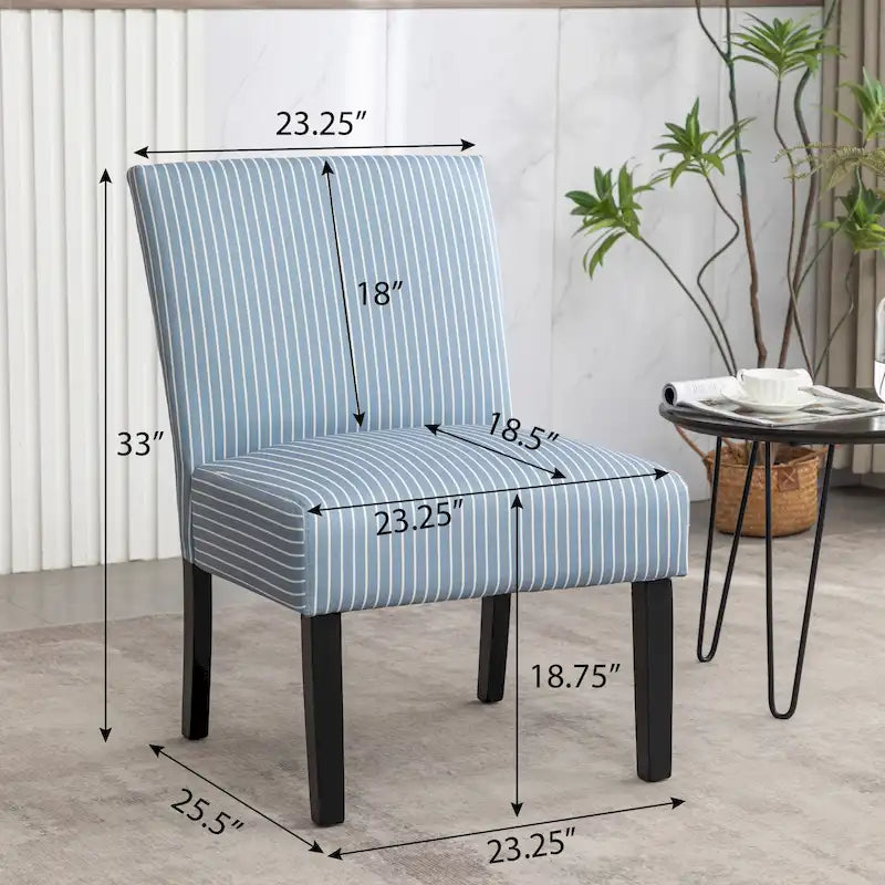 Vintage Patterned Upholstered Armless Slipper Accent Chair with Espresso Legs