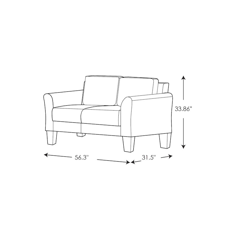 Soft Microfiber Upholstered Loveseat with Rounded Arms and Cushioned Seating