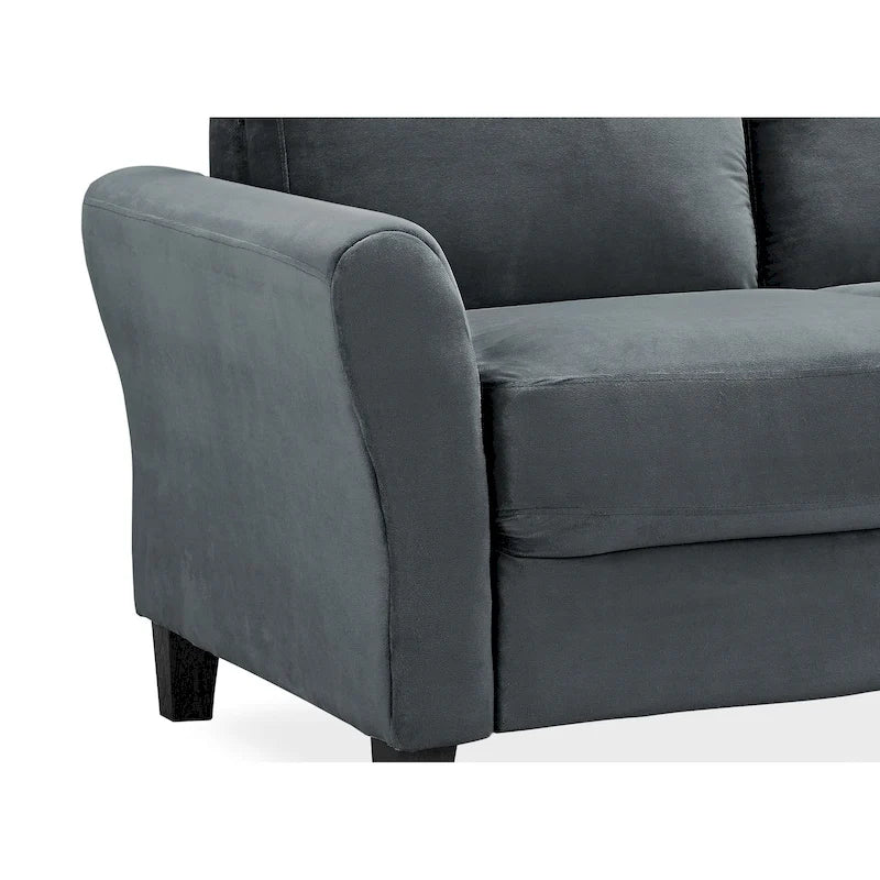 Soft Microfiber Upholstered Loveseat with Rounded Arms and Cushioned Seating