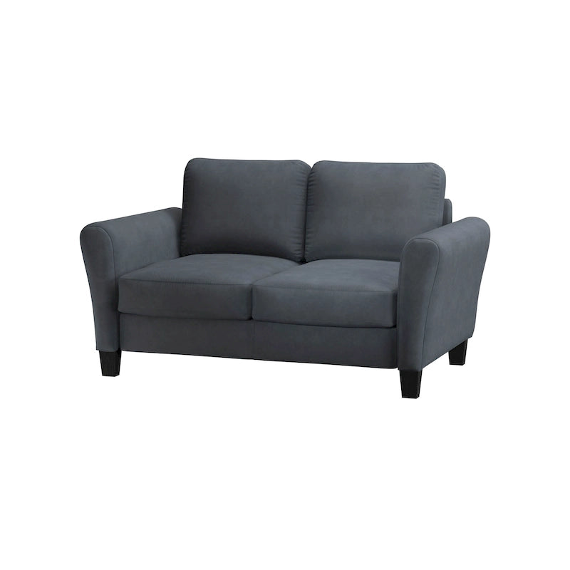 Canapé deux places moelleux en microfibre avec accoudoirs arrondis et assise rembourrée