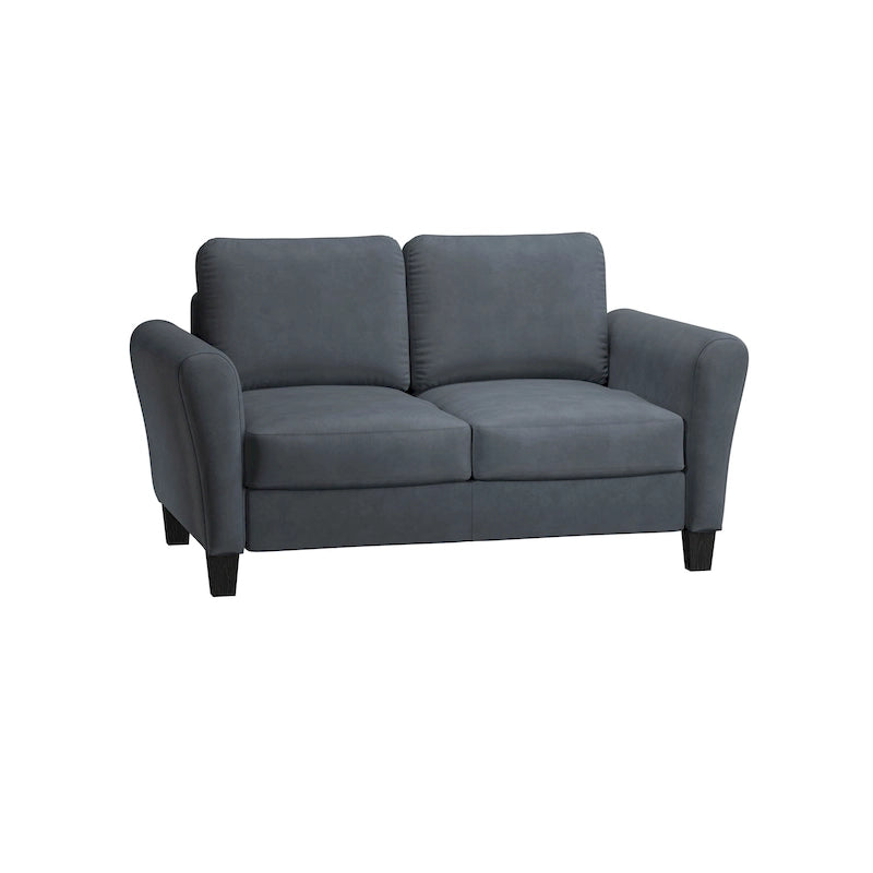 Canapé deux places moelleux en microfibre avec accoudoirs arrondis et assise rembourrée