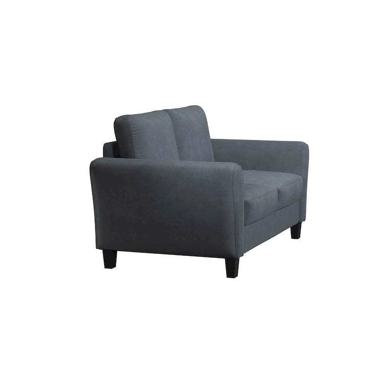 Canapé deux places moelleux en microfibre avec accoudoirs arrondis et assise rembourrée