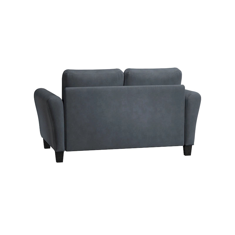 Canapé deux places moelleux en microfibre avec accoudoirs arrondis et assise rembourrée