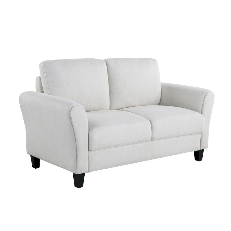 Canapé deux places moelleux en microfibre avec accoudoirs arrondis et assise rembourrée