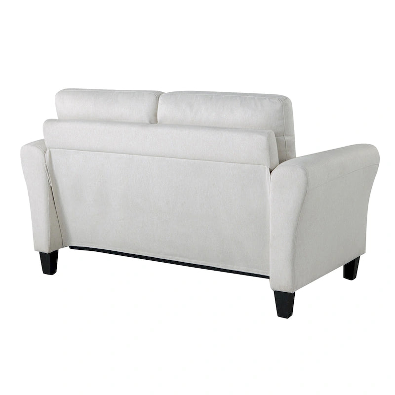 Canapé deux places moelleux en microfibre avec accoudoirs arrondis et assise rembourrée