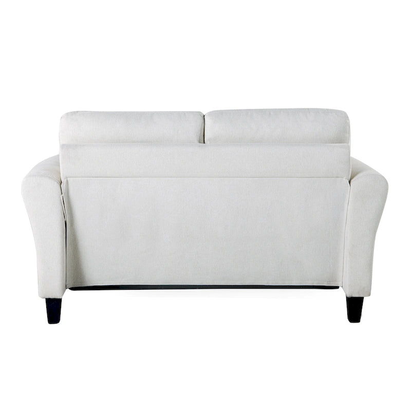 Canapé deux places moelleux en microfibre avec accoudoirs arrondis et assise rembourrée