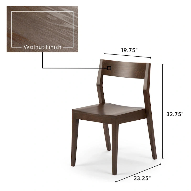 Modern Solid Pine Dining Chair with Contoured Seat and Backrest