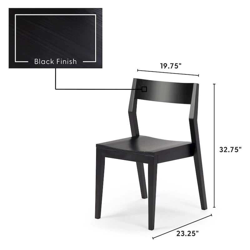 Modern Solid Pine Dining Chair with Contoured Seat and Backrest