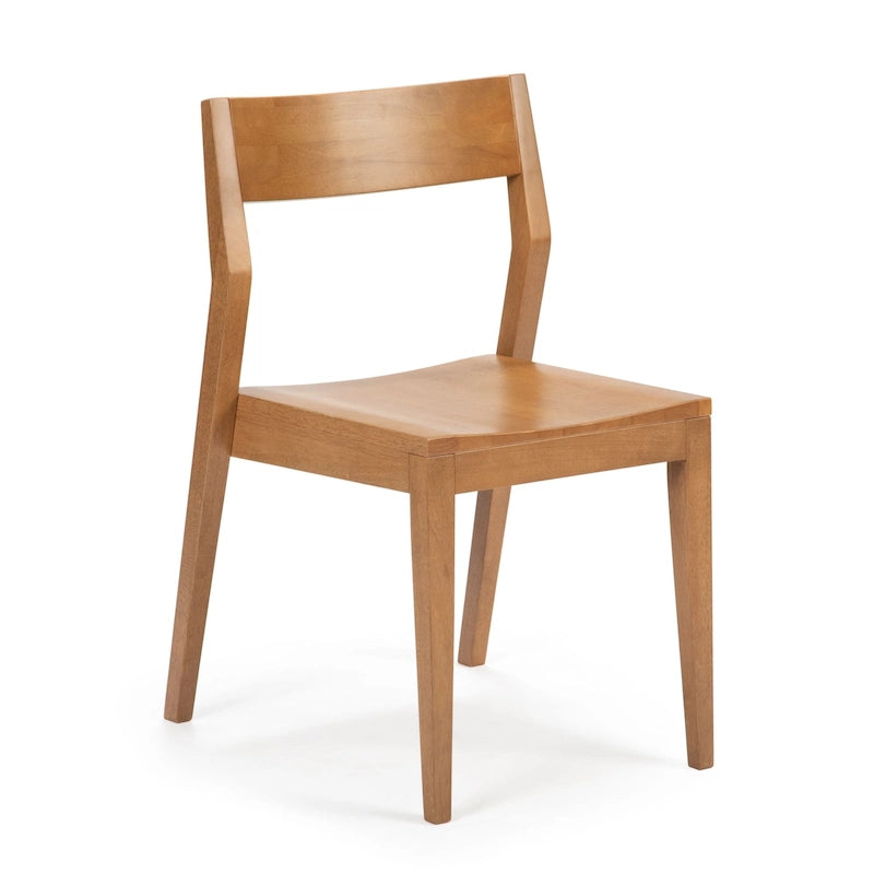 Modern Solid Pine Dining Chair with Contoured Seat and Backrest