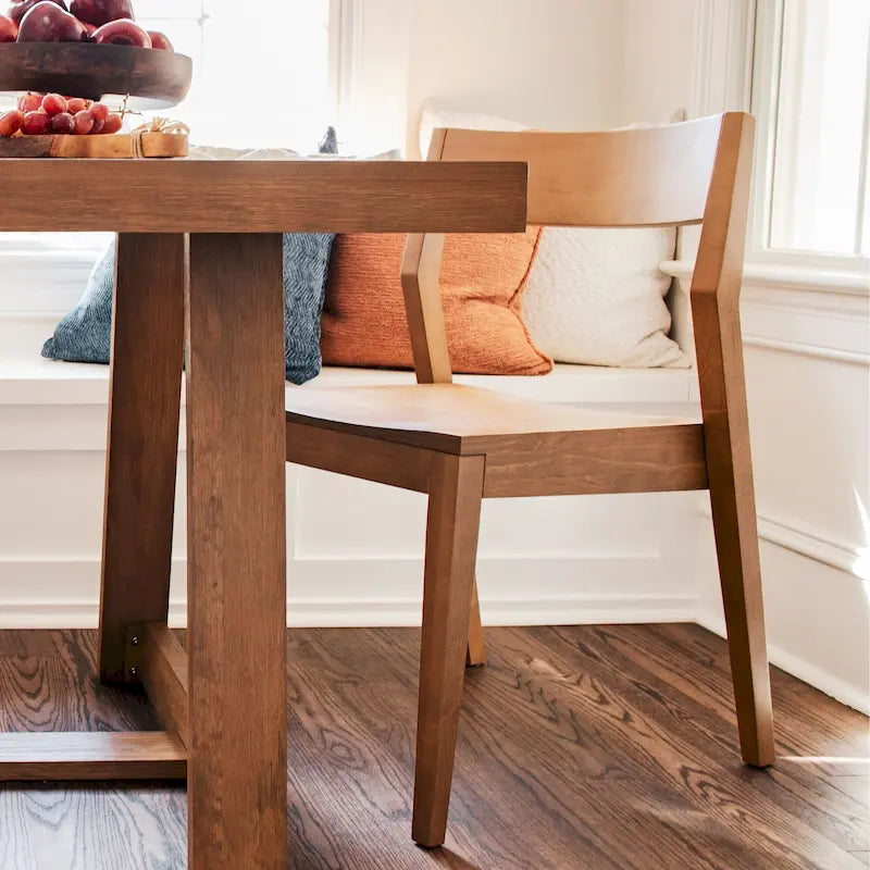 Modern Solid Pine Dining Chair with Contoured Seat and Backrest