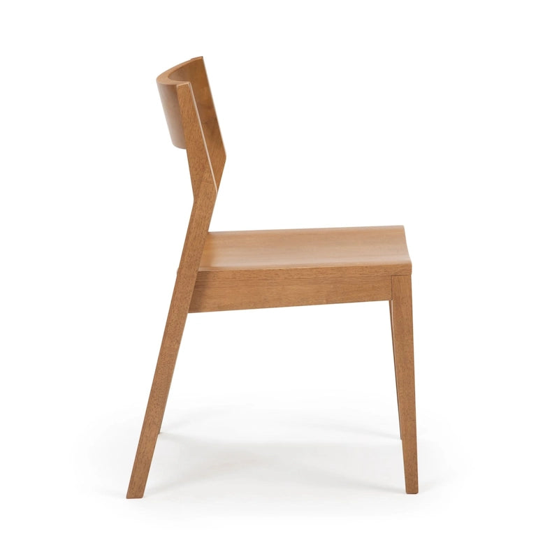 Modern Solid Pine Dining Chair with Contoured Seat and Backrest