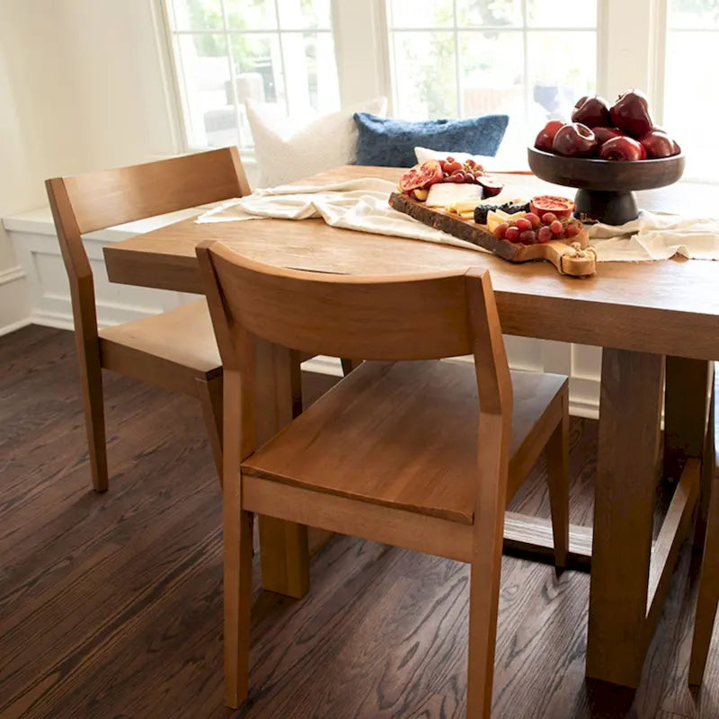 Modern Solid Pine Dining Chair with Contoured Seat and Backrest