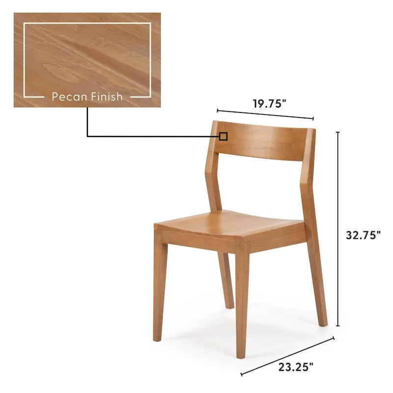 Modern Solid Pine Dining Chair with Contoured Seat and Backrest